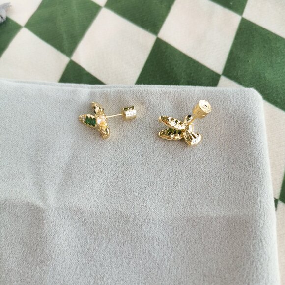 Alicia Bonnie Hummingbird Stud Earrings Gold Crystal Elegant Style - Picture 3 of 3